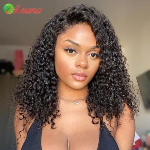 2021 Summer Short Bob Wigs 13x4 Lace Front Wig Kinky Curly Malaysian Remy Human Hair Pre-Plucked For Black Women Natural Color
