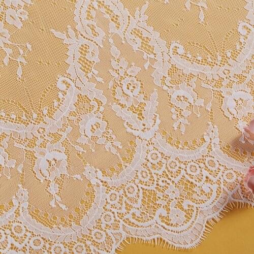 3 meters/ lot Eyelash Lace Fabric 1.5cm wide DIY Decorative High Quality Soft Off Nylon Eyelash Lace Wedding Dress Fabric