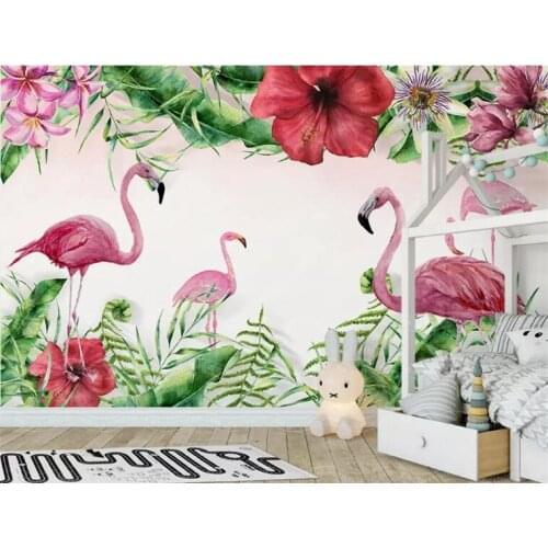 3d wall paper decorative painting wallpaper for wall home improvement 3D wallpapers living room medieval tropical flamingo plant