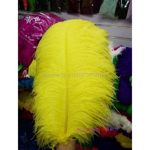 50pcs / lot 26-28 inch ostrich feathers yellow feathers craft ostrich feathers wedding party decorations 65-70 cm