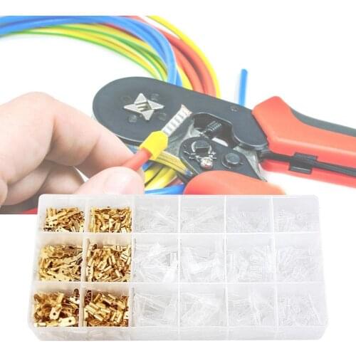 600Pcs Cold-pressed Terminals Flat Head Good Conductivity Compact Male Female Insulated Wire Connectors for Automobile Tools