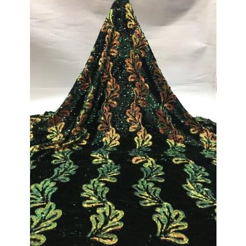 African Velvet Lace Fabric 2021 High Quality Nigeria Lace Fabric Purple Sequin Embroidered Tulle French Lace Female Dress XX4340