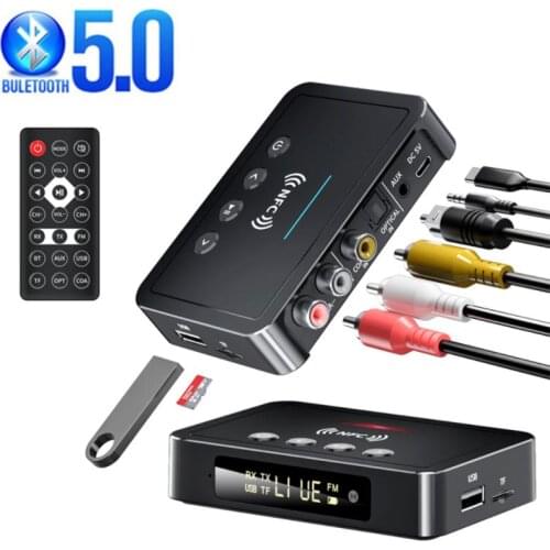 Bluetooth-compatible RCA Audio Receiver APTX LL 3.5mm AUX Jack Music Wireless Adapter With Mic NFC For Car Speakers Auto ON/OFF