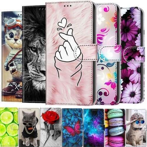 Painted Leather Flip Phone Case For Samsung Note 10Plus 20 Ultra M01 M11 M31 M31S M51 Flower Wallet Card Holder Stand Book Cover