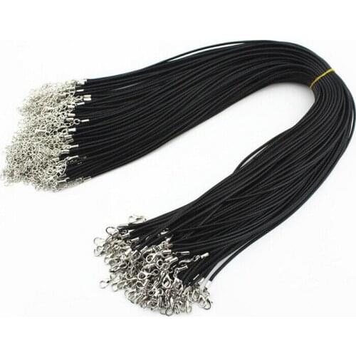 Black Genuine Choker Leather Necklace Pendants 2.5mm Cords For Lobster Clasp Charm Choker DIY Jewelry 50pcs B491