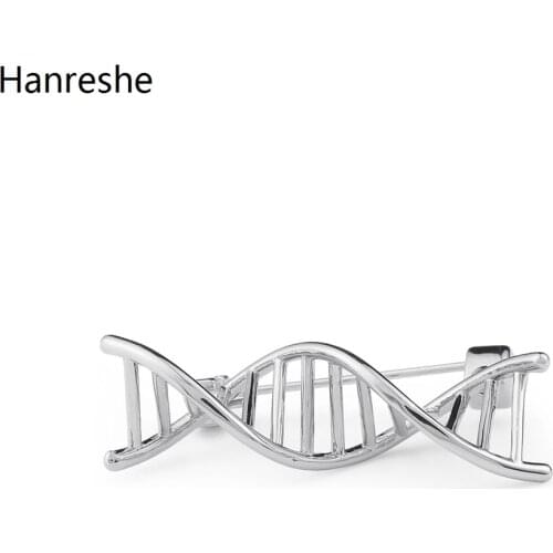 Hanreshe Medical DNA Shape Cute Brooch Pins Gold Silver Plated Metal Quality Jewelry Accessories Badge for Woman Doctor Nurse