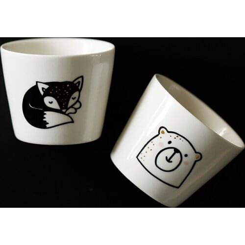 Coffee Mug Tea Cup Ceramic Lovely Fox Alpaca Penguin Simple Funny Mugs Cute White Coffee Mugs Porcelain Cat Dog Animal Handmade