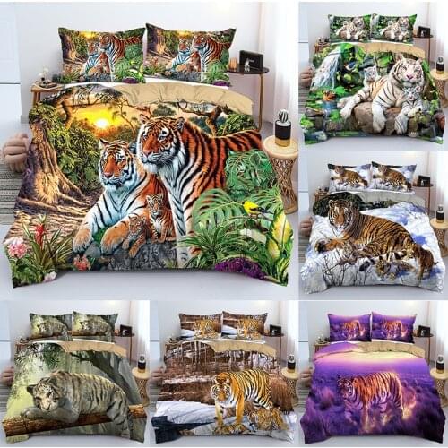 Cute Animal Bedding Set 3d Duvet Cover Sets Tiger Scenery Home Decor Comforter Bed Cover Set Single Queen King Size