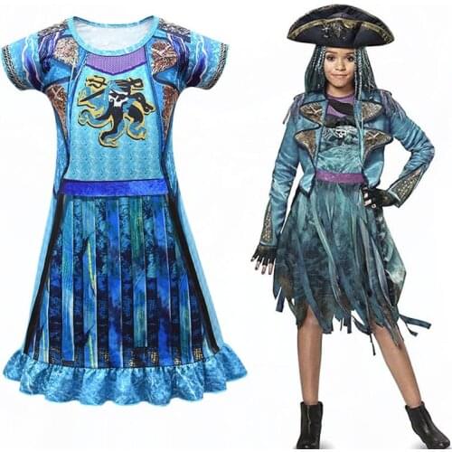 Descendants 3 Costume For Toddler Girl Dress Fashion Kid Disguise Up Party Princess Frock Child Cartoon Tunic Cloth 8 10 12 Year