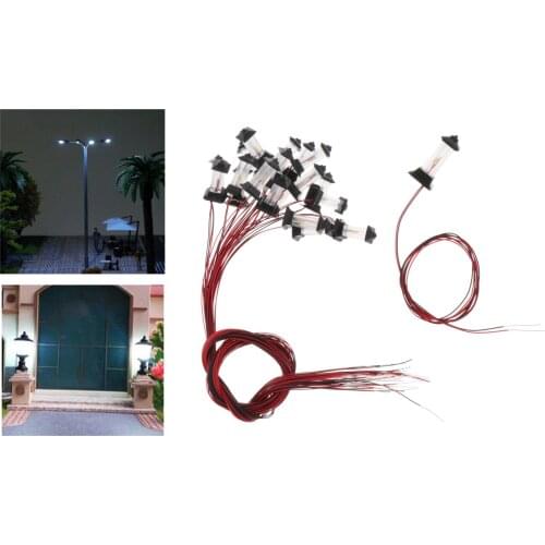 20pcs Mini Miniature Train Railway LED Light Garden Landscape Buildings Model 3V Lamp Post 1:100 1:500 TT N