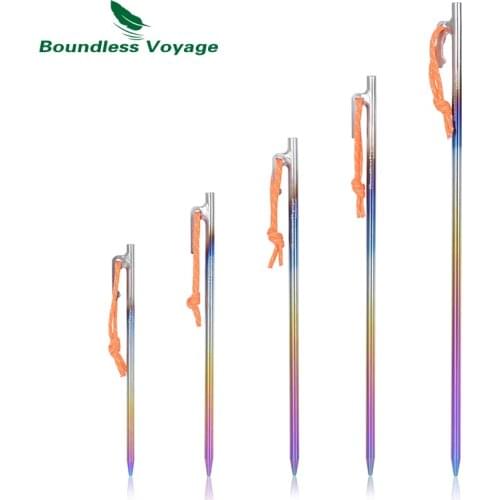 Boundless Voyage Outdoor Camping Multicolour Titanium Tent Pegs Stakes Nails for Hard Floor High Strength 20 24 30 35 40 cm
