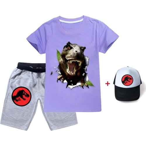 New 2021 Childrens Boys Summer Dinosaur Clothing Sets T Shirt And Shorts Casual Tracksuit For Kids Big Boys Sports Suit Clothes