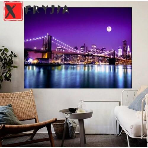 New diamond crafts Diamond Embroidery City night view of brooklyn diamond mosaic diamond painting cross stitch home Murals
