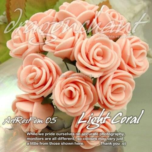Wholesale Size 20mm Head Solid Light Coral Color PE Rose Foam Flower Bouquet Scrapbooking Artificial Rose Flower(144pcs/lot)