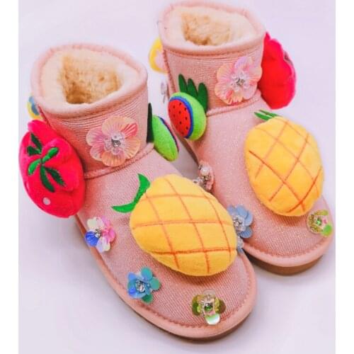 Autumn and winter new handmade custom cute cartoon duck warm snow boots fashion three-dimensional fruit short tube womens boots