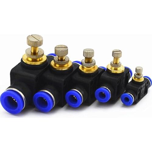 Pneumatic Airflow Regulator 4mm-12mm OD Hose Tube Gas Flow Adjust Valve Connector Fitting Air Speed Controller