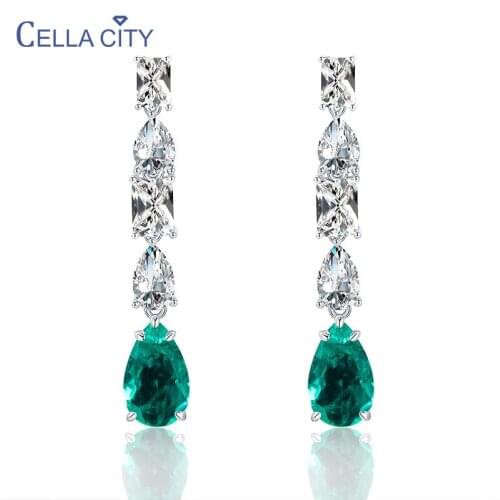 Cellacity Paraiba Drop Earrings For Charm Lady silver 925 jewelry earrings with water drop shape gemstones wedding party gift
