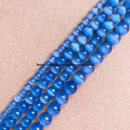 2lots more 10% off ! Natural Moon Stone Lt Blue Cat Eye 15" Round Loose Beads 4 6 8 10 12mm Pick Size For Jewelry Making DIY