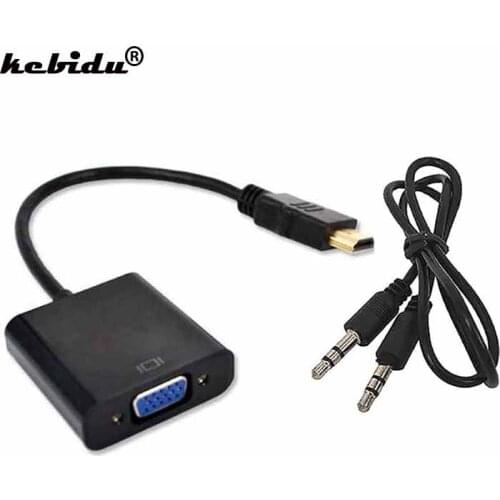 HDMI-compatible to VGA Converter Male to Female Adapter with Audio Cable for Xbox 360 for PS3 Laptop Desktop Support 1080P HDTV