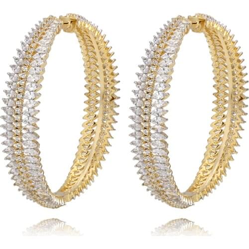 TIRIM Luxurious Hyperbole Big Hoop Earrings for Women Cubic Zircon Banquet Nigeria Party Trend Jewelry Wedding Prom Anniversary