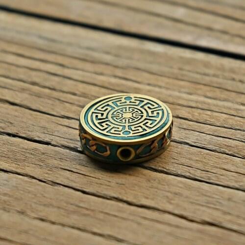 TZ-H01 Retro Indian Nepal Buddhist Beads 30MM 1 Hole Metal Pendant Necklace Handicraft Accessories Nepal bead For Jewelry Making