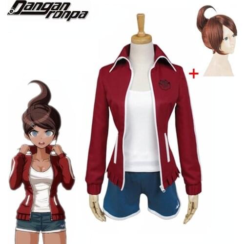 Anime Dangan Ronpa Cosplay Danganronpa Aoi Asahina Uniform Red Wine Shorts For Women Girls Halloween Party Cosplay Costumes Wig