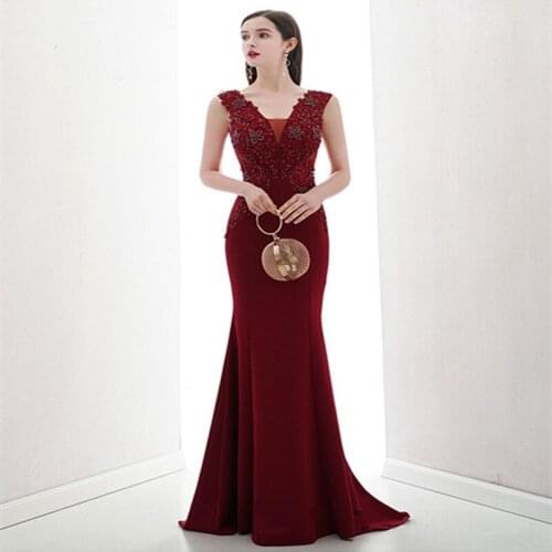 Vestido High Quality Burgundy Evening Dress Formal Gowns New Fashion Mermaid Evening Dresses Long Dress 2020 Vestido De Festa