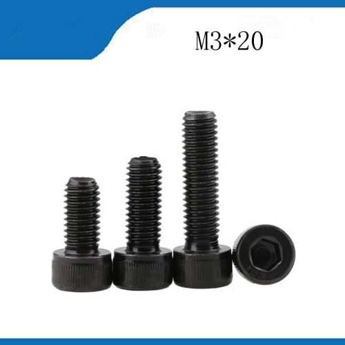 100pcs/Lot Metric Thread DIN912 M3*20 mm Black Grade 12.9 Alloy Steel Hex Socket Head Cap Screw Boltsstainless bolts,nails