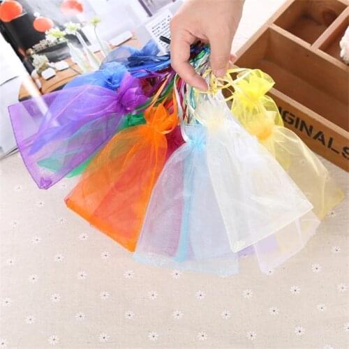 25/50pcs Organza Bag Wedding Party Decoration DrawString Gift Bags Pouches Jewelry Display Packaging Bags 7x9 10x15 13x18cm 50