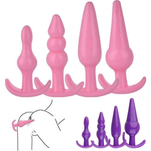4Pcs T-Bar Base Butt Anal Plug Massager Couple Flirting Masturbation Sex Toy Smooth Soft Masturbation Tool adult products gifts