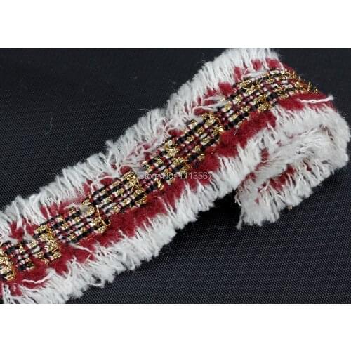 40yard Craft Red with Gold Thread Braided Trimming Decorated Ribbon Trim Sew On Trim 25mm T531