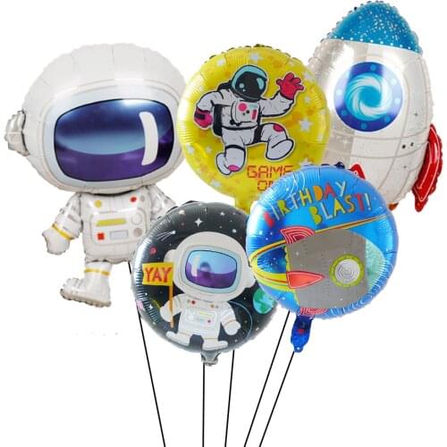 5pcs/lot Outer Space Astronaut Balloon Rocket Foil Balls Baby Shower Birthday Party Decoration galaxy theme party event supplies