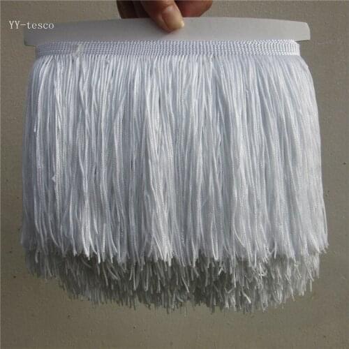 5 Yard 15CM Wide white Lace Fringe Trim Tassel Fringe Trimming For Diy Latin Dress Stage Clothes Accessories Lace Ribbon
