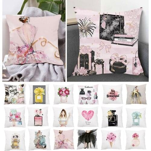Perfume Bottles Velvet Cushion Cover Hand Painted Flowers Pillowcase Home cojines Decorative Throw Pillow Covers Throw/Couch