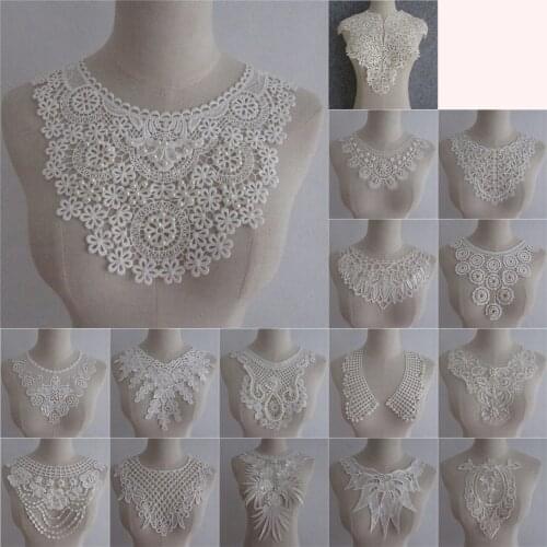 White DIY Hand-embroidered ABS Pearl Lace Collar Applique Lace Neckline Clothing Accessories Decals YL640-YL787