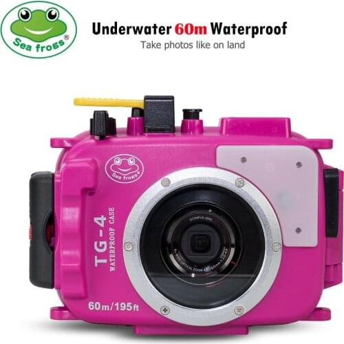 For Olympus TG4 Case 60M/195ft TG4 Underwater Diving Camera Housing Waterproof Case With Dual Fiber-Optic ports