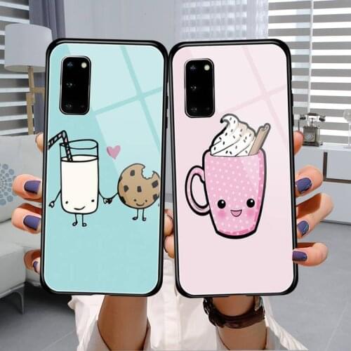 Cute milk biscuits Phone Case Tempered Glass For Samsung S7 S8 S9 S10E S20 21 30 Plus ultra Note 8 9 10 Plus A7 2018