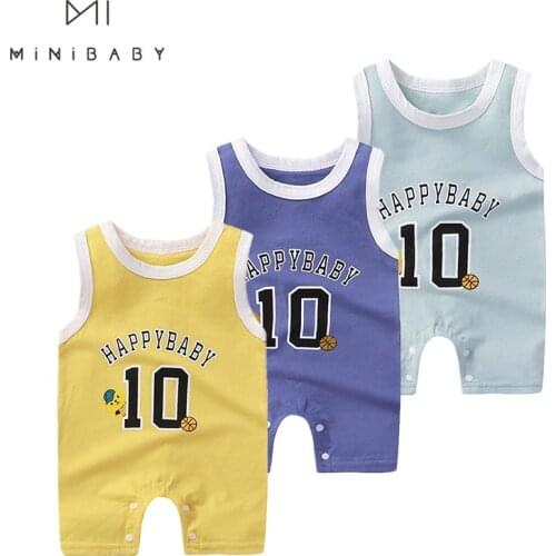 Baby Jumpsuit 2021 Summer Cotton Rompers For Boys And Girls Sleeveless Climbing Clothes 0-24m Newborn Sports Toddler Costume