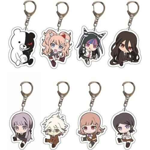 Danganronpa Monokuma Double Sided Acrylic Pendant Keychain Anime Cosplay Figures Nanami ChiaKi Nagito Komaeda Key Chain Trinket