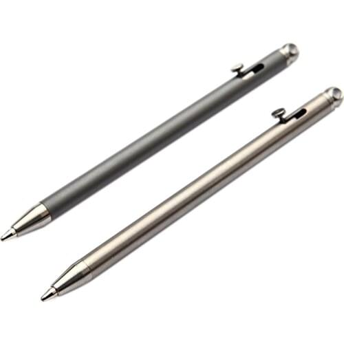 EDC Keychain Mini Titanium Pen Portable Travel Metal Ballpoint Signature Bolt Pen Outdoor Camping Hiking Tool