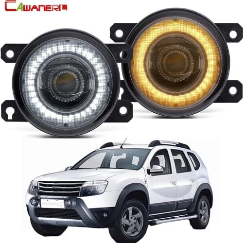2 Pieces Car Front Bumper LED Fog Light Assembly Angel Eye Daytime Running Light DRL 30W 8000LM 12V For Dacia Duster 2010-2015