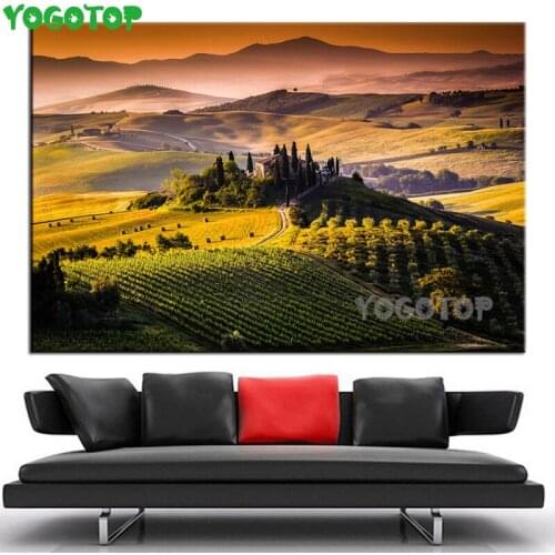 Italy Tuscany Wall Art Canvas Poster diamond painting 3D landscape Picture mosaic embroidery square round decor gift YY4878