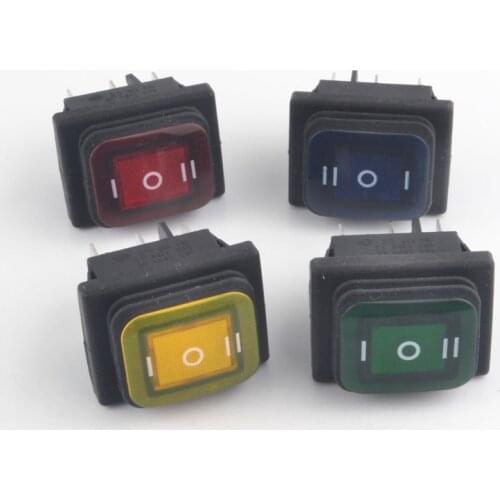 10PCS KCD4 black Red Green Rocker Waterproof Switch Power Switch 2/ 3 Position 6 Pins With Light 16A 250VAC/ 20A 125VAC