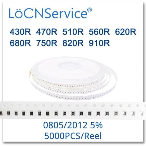 LoCNService 0805 J 5% 5000pcs 430R 470R 510R 560R 620R 680R 750R 820R 910R smd 2012 resistor OHM