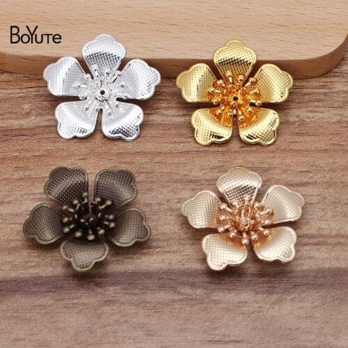 BoYuTe 20Pcs 29MM Brass Filigree Flower Charms European Vintage Style Jewelry Accessories Flowers Diy