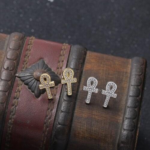 Fashion Hip Hop Bling Bling Brass Earrings Fashion stud earrings for women E033