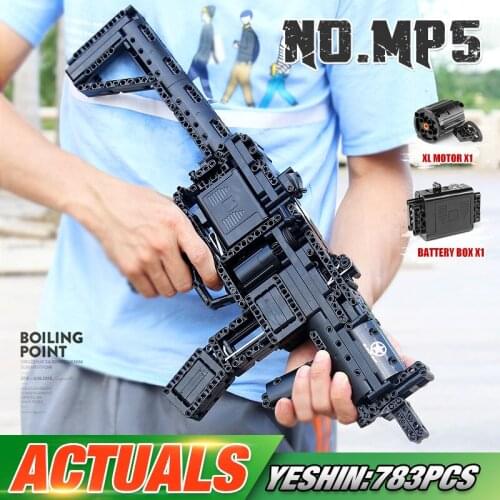 MOULD KING 14001 Power Motorized Gun Building Block Compatible WIth MOC-29369 MP5 Submachine Gun Model Brick Kids Christmas Toys