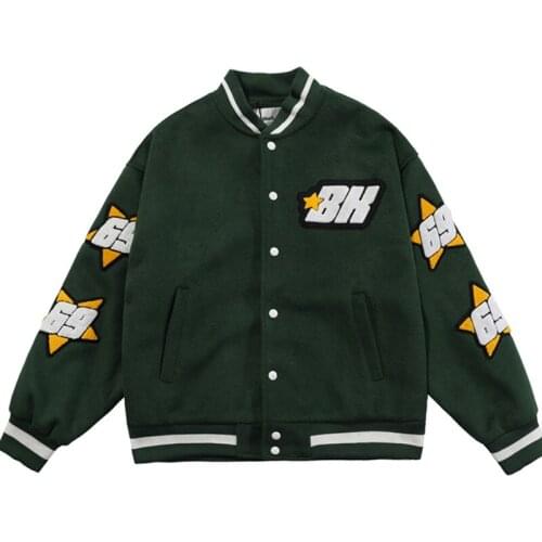 Men Letters Embroidery Baseball Uniform Coat Woman Preppy Simple Solid Cotton Varsity Jackets Fashion Loose Couple Fall Outwear