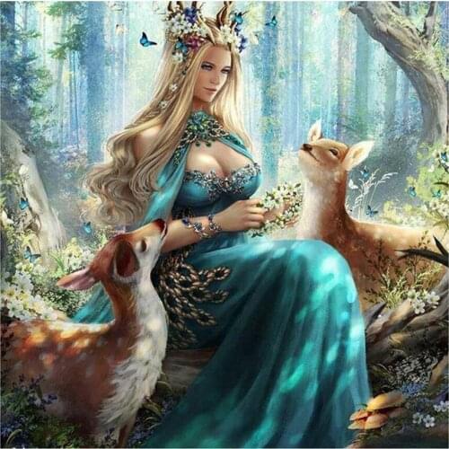 5d diy diamond painting cross stitch kit Diamond embroidery Forest fairy and deer picture diamond mosaic pattern gift AS703