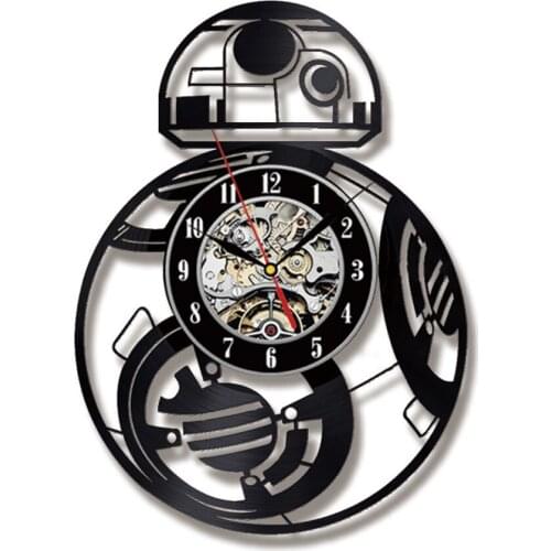 Robot CD Vinyl Record Wall Clock Theme DIY Removable Art Watch Clock Home Decorative Room Decor